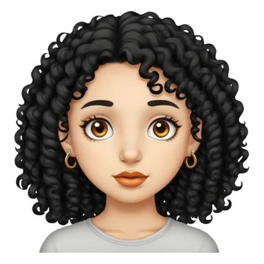 LightSkin girl with black curly hair nose ring on left nose  sticker