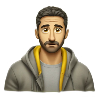 Armenian men in yellow sweatshirt shocked looking at kamera sticker