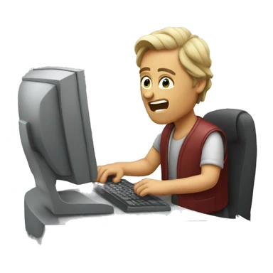 using computer, saying no sticker