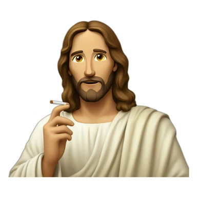 Face of Jesus with a cigarette sticker