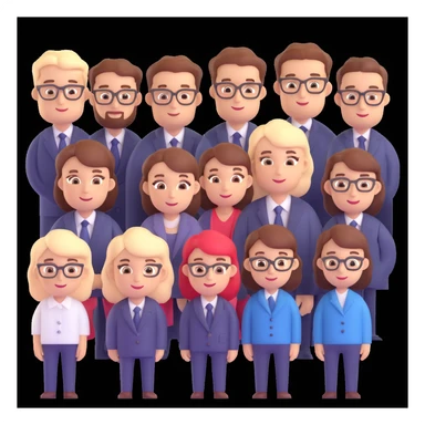 depict 8 designers and one manager sticker