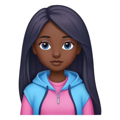 a girl with straight dark long hair and wear pink and blue outfits sticker