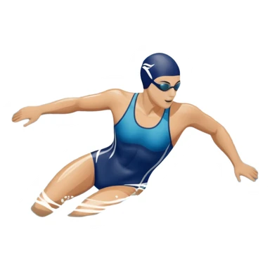 An icon featuring a swimmer in mid-stroke, cutting through the water with a strong, fluid motion. The design includes ripples around the swimmer’s body and a pool lane line in the background, symbolizing speed and technique in swimming. Transparent background highlights the grace sticker