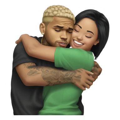 Hyper Realistic Chris Brown hugging Karruche Tran sticker