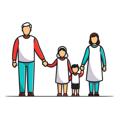joyful family holding hands sticker
