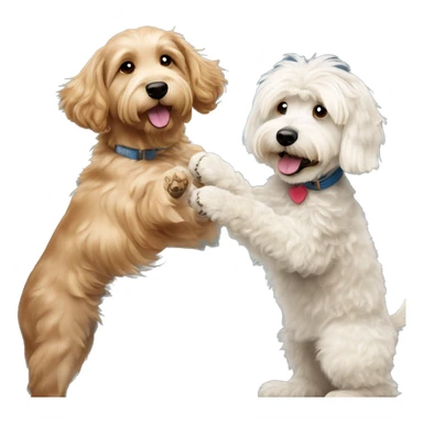 goldendoodle dog and havanese dog giving each other a high five sticker
