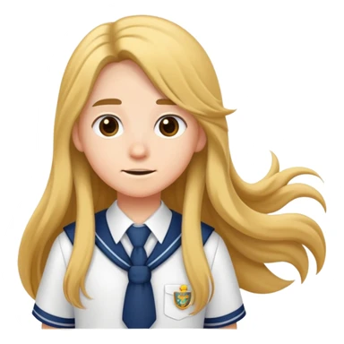 cartoon character with long hair wearing a school uniform sticker
