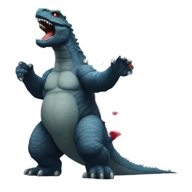 Godzilla playing with a rainbow flag sticker