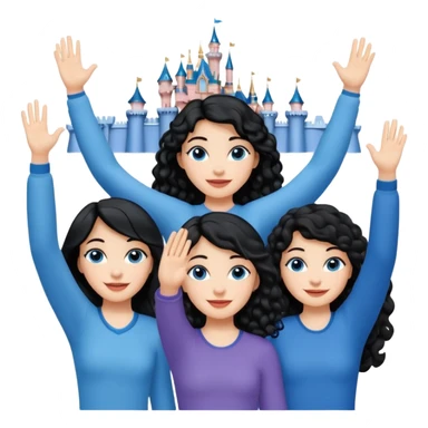 escribe el nombre Disneyland Paris y para titulo, pon a quatro chicas: una pelo corto negro, una pelo rizado largo, una pelo largo liso y la otra pelo ondulado mediano, esta con el ojos azules. Todas tienen piel carne. NOOOOOO, pon el titulo Disneyland Paris i por los lados o con las manos arriba  sticker