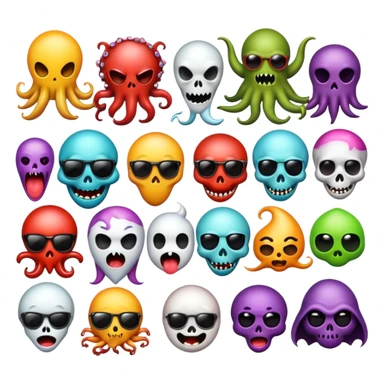 Create for me a collection of funny, scary and weird emojis sticker