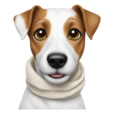 jack russell terrier wearing a white scarf sticker