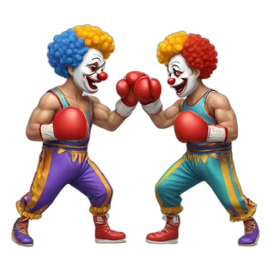 Two clowns boxing match sticker