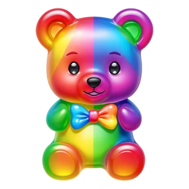 neon rainbow girl gummy bear with bow sticker