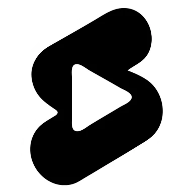 Modern minimalist logo inspired by YouTube Shorts but clearly distinct. Abstract red and white shapes on a white background. No text. Design a dynamic, playful symbol using rounded geometric forms, slightly resembling a play button or a film strip, but reimagined with a unique twist. Must look tech-oriented, simple, and brandable sticker