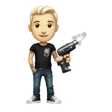 White Tattoo Artist Boy with tattoo gun sticker