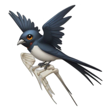 a swallow with skeleton wings sticker