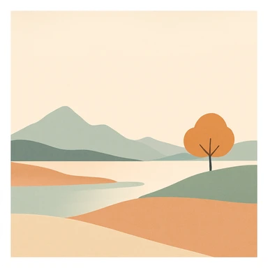 minimalist landscape, simple and serene, general style sticker