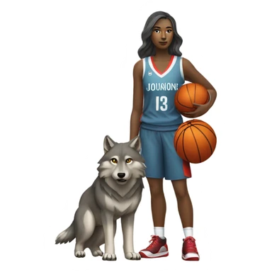 Grey wolf and female basketball player sticker