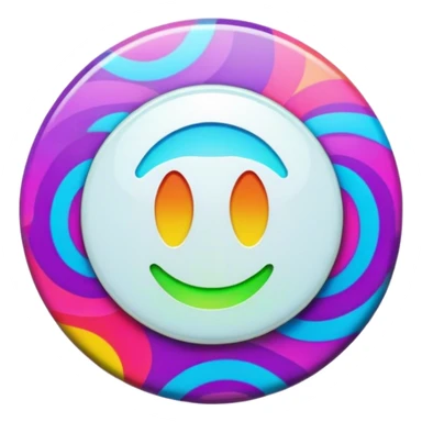 Psychedelic colored round beveled shirt button sticker