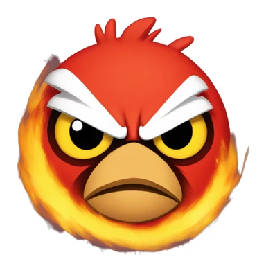 angry bird red but orange-yellow and on fire sticker