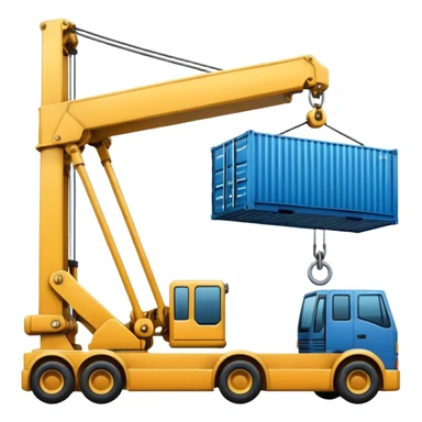 Container being lifted by a large machine. sticker