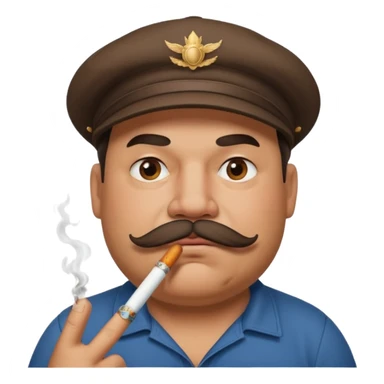 a fat father with a cap and tattoos, a cigarette in his mouth, and a mustache. sticker