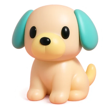               Transform {subject} into a soft vinyl figure with a smooth, glossy surface. The material should look slightly rubbery and tactile, with minimalistic curves and a matte-gloss hybrid finish. Use pastel or soft solid colors. The surface is seamless, with no visible textures or roughness. Studio lighting, vibrant background, clean, playful, designer toy aesthetic and no shadows. {subject} = dog sticker