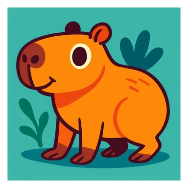 cute capybara, cartoon style sticker