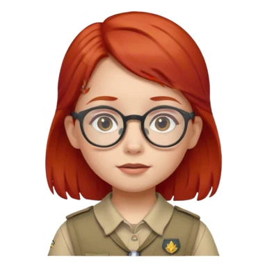 scout girl little with glassess and red hair sticker