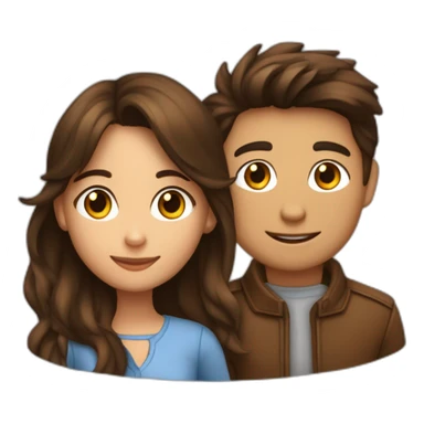 Une fille brune et un garçon brun qui sont amoureux sticker