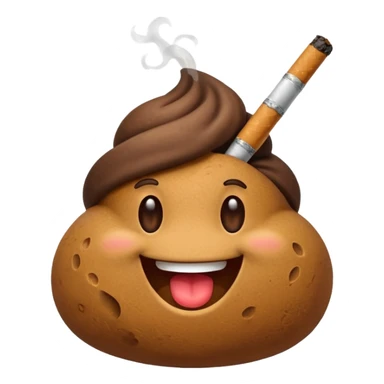 a poo emoji with a cigarette sticker