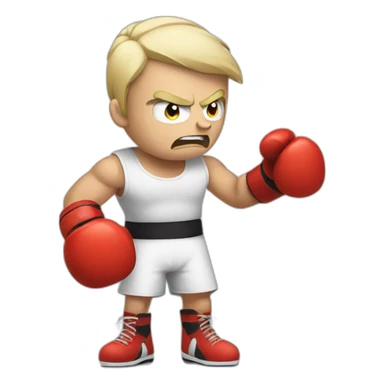 angry white fighter with boxing gloves sticker
