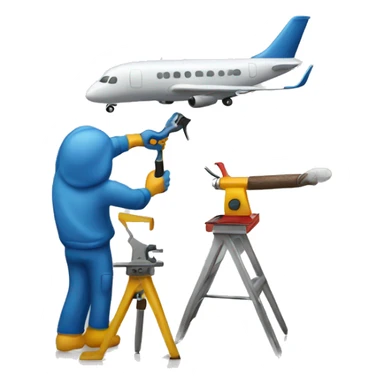 Man painting an airplane with a paint gun sticker