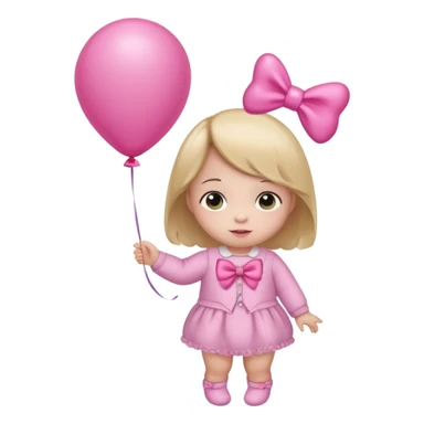 baby bow with pink baloon sticker