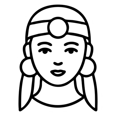 outlined icon of a gypsy woman, no fill, clean lines sticker
