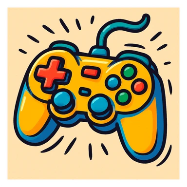 game controller, vibrant toon animated icon style, playful and dynamic, with expressive lines sticker