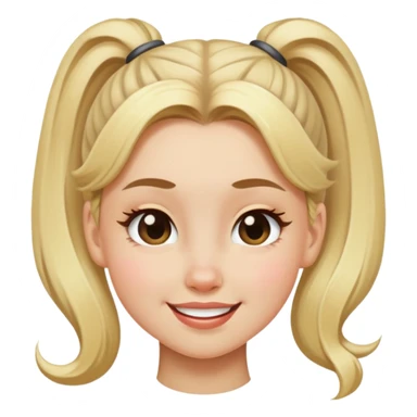 blonde girl with high pony hair, she is making a wink sticker
