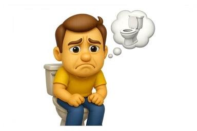 emoji stile iphone che riguarda l'argomento "stipsi/andrò al bagno oggi?", iperrealistico 4k sticker