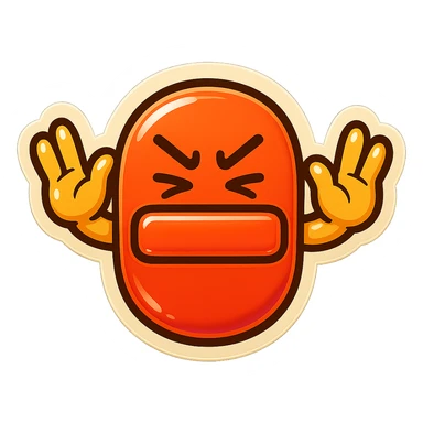 Create a minus sign (−) character in a pose that means 'No' or refusal, suitable for a LINE emoji style with a transparent background. sticker