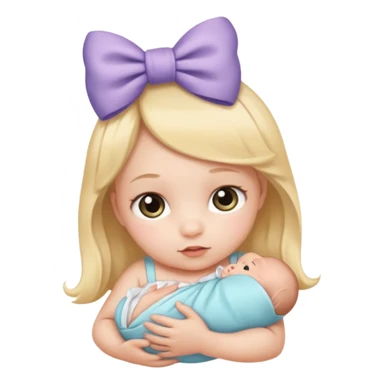 Newborn with a bow sticker