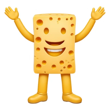 A cheese with arms and legs and gritted teeth sticker