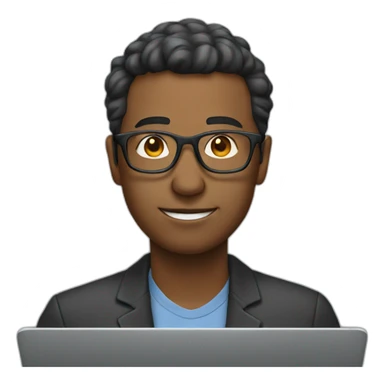 man with glasses using laptop sticker