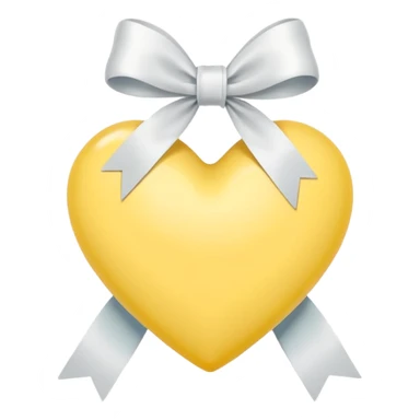 Pastel Yellow heart with a white ribbon sticker