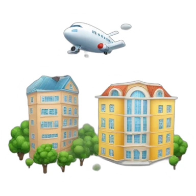 Deux buildings et un avion dans les airs  sticker