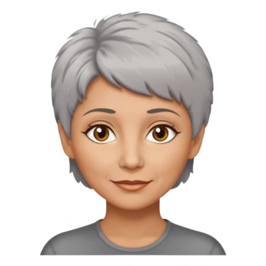 woman 50 years old, short grey fluffy cut hair, tannes skin and brown eyes sticker
