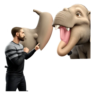 male with beard near elephant sticker