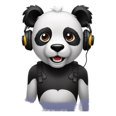 lobo panda negro con audifonos sticker