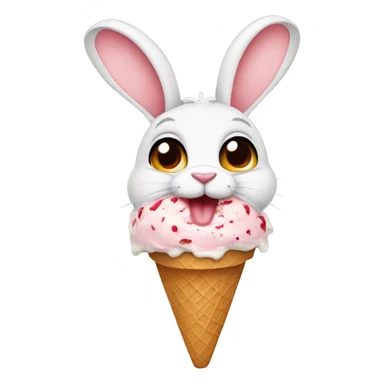 Rabbit eating ice cream sticker