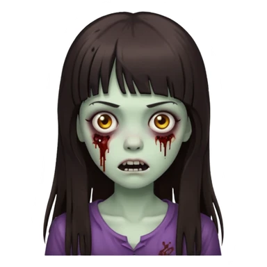 crie garota zombie com cabelos grandes, castanho escuro e franja sticker
