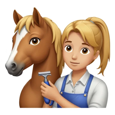 person grooming a pony sticker